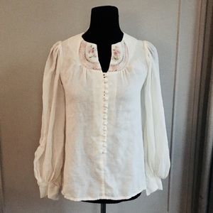 ❤️Vintage Puff Sleeve Cream Lace Prairie Blouse